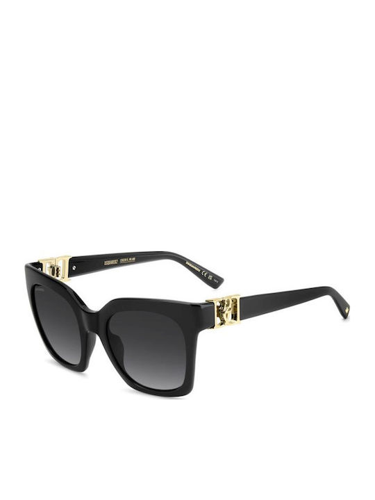 Dsquared2 Unisex Sunglasses with Black Horn-Rimmed Frame and Black Lens D2 0207/S 807