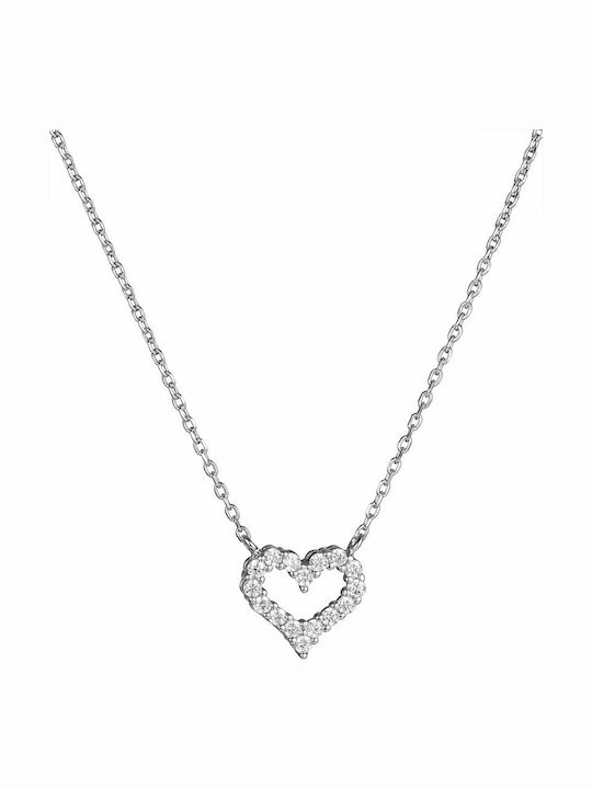 Necklace with design Heart from Silver with Zircon