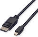 Roline Cable DisplayPort male - 1m Μαύρο (11.04.5634-20)