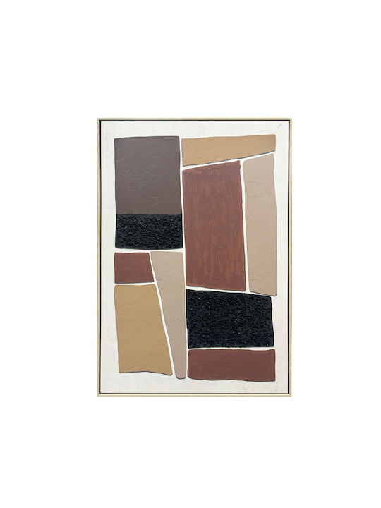 InTheBox Fractal A Gemälde Dekorative Rahmen 82,6x4,3x122,6cm Segeltuch Beige Braun Schwarz Ps 034673
