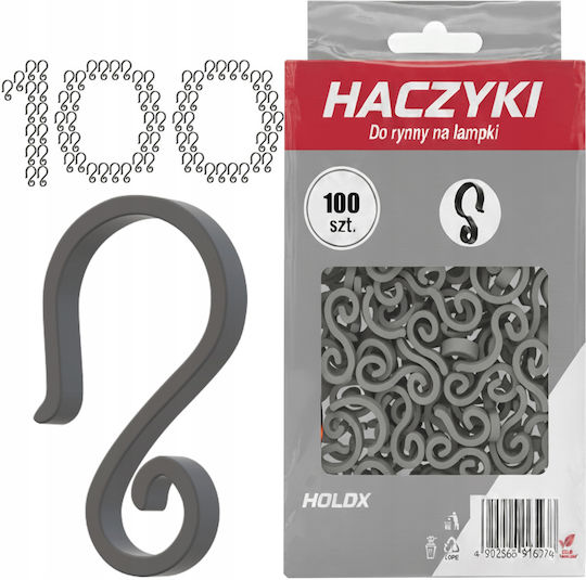 Gutter Hooks Lights Weihnachtsaccessoires Grau 4.4x2.5cm 100 Stück