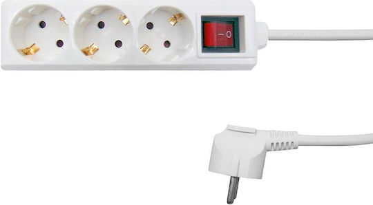 Power Strip with Surge Protection 3 Positions with Switch and Cable 5m 5pcs