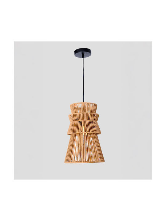 InTheBox Cleo Κρεμαστό Φωτιστικό Καφέ με Σχοινί 26.5x38.5εκ.