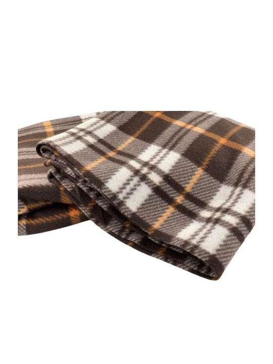 SpitiBazaar Blanket Fleece Queen 220x240cm Brown Checkered