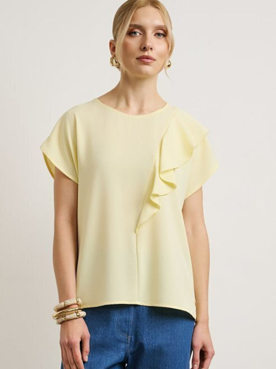 Desiree Women's Blouse Short Sleeve Yellow