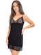 Donna Winter Damen Nachthemd Black