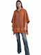 Women's Poncho with Buttons Orange