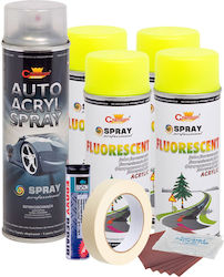 Kit complet de vopsire pentru reparații roți în culoare galben fluorescent V4