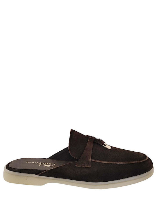 Komis & Komis Suede Mules με Τακούνι σε Καφέ Χρώμα