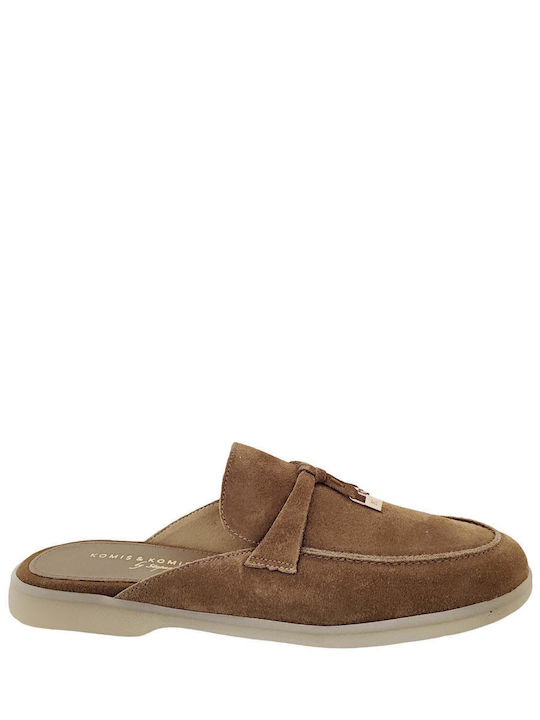 Komis & Komis Suede Mules με Τακούνι σε Καφέ Χρώμα