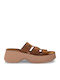 Leather Women's Flat Sandals CACAO