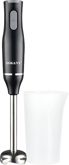 Sokany Blender de Mână 400W 2 Viteze Cupă din Oțel Inoxidabil Neagră