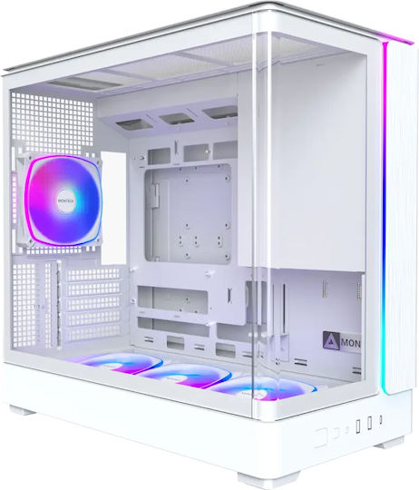 Montech King 15 Pro Gaming Mini Tower Computer Case with Side Window White