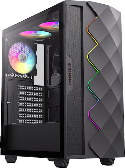 GameMax Diamond Gaming Midi Tower Κουτί Υπολογιστή με Πλαϊνό Παράθυρο και ARGB Φωτισμό Μαύρο