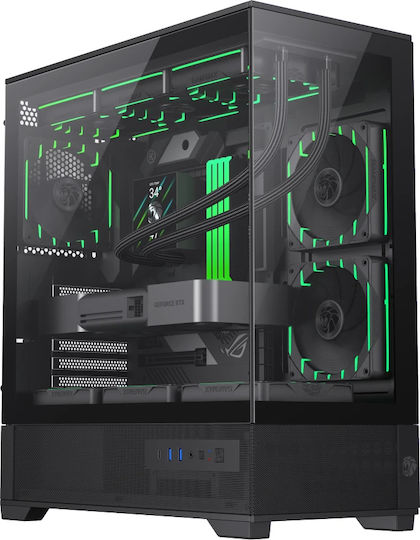 GameMax Vista 2 Gaming Midi Tower Computer Case with Side Window and ARGB Lighting Black