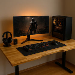 Ηλεκτρικό Γραφείο Skymnos Gaming Μασίφ Ξύλο Οξιάς Μαύρα Μεταλλικά Πόδια & Ρυθμιζόμενο Ύψος 160x65εκ
