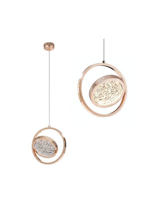 Toolight Adjustable Pendant Light Rose Gold with Crystals