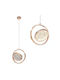 Toolight Adjustable Pendant Light Rose Gold with Crystals