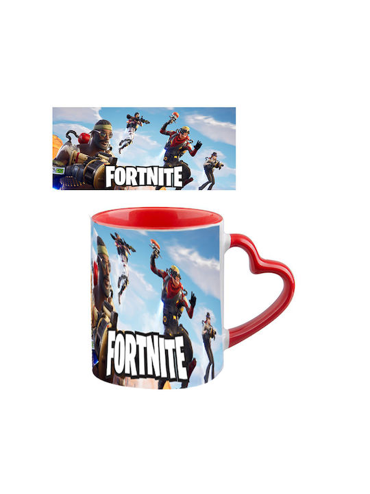 Cană Fortnite Mâner Roșu Inimă Interior