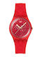 Swatch Women's Watch with Red Rubber Strap