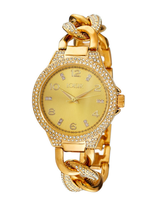 Loisir Womens Watch 35mm Battery With Gold Metal Bracelet