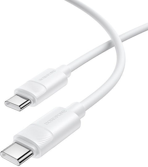 Borofone USB 2.0 Cable USB-C male - USB-C 60W PD Λευκό 1m