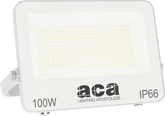 Aca Στεγανός Προβολέας LED 100W Ψυχρό Λευκό 6500K IP66