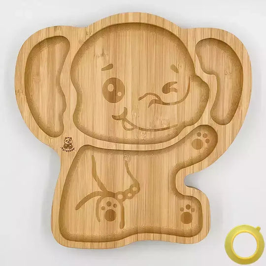 Pandaboo Baby Food Plate made of Bamboo Yellow