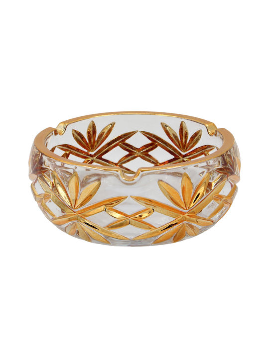 Glass Ashtray Φ15x6.3 cm Transparent Gold Kesko...