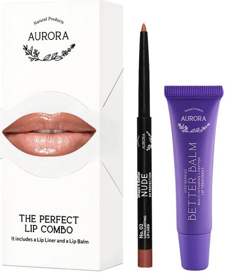 Aurora Natural The Perfect Lip Combo Set de machiaj pentru față și corpBuze Nude Natural 2buc