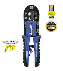 SAS Network Crimping Pliers RJ12 RJ11 RJ45 with Stripper and Ratchet Mechanism 100-65-041