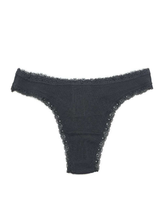 Hand's Foner Βαμβακερό Γυναικείο String με Δαντ...