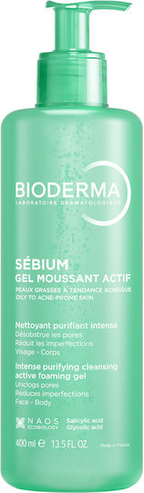 Bioderma Sebium Gel Moussant Actif Purifying Cleansing Gel for Acne-Prone Skin Face and Body