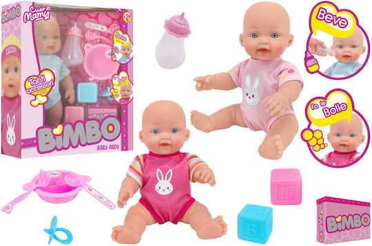 Păpușă Bebe Bea Lapte Accesorii Globo Bimbo Andy 30 Cm Salopetă Bleu