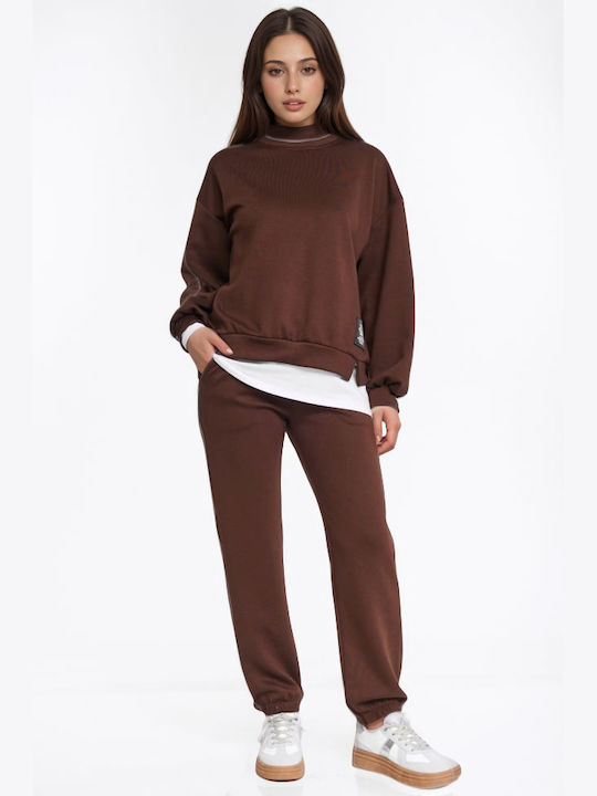 New Collection Σετ Φόρμας Καφέ