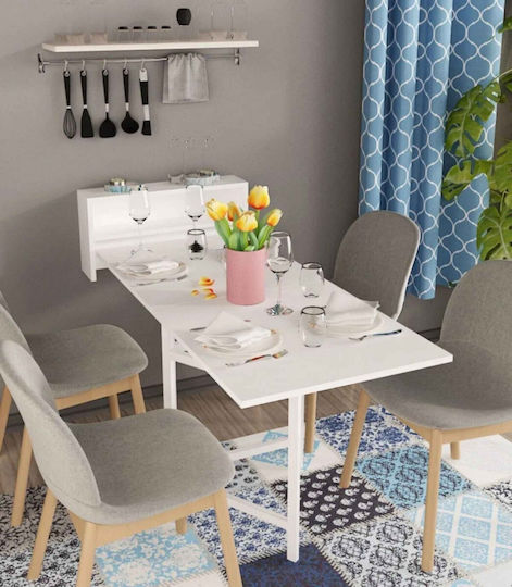 Wall-Mounted Collapsible White Dining Room Table Storage 148x64 Wall-Mounted Wooden Collapsible Dining Room Table Storage
