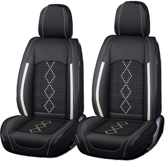 Premium Car Seat Covers 5 Seats Deluxe Perforated Eco Leather Textile Black White