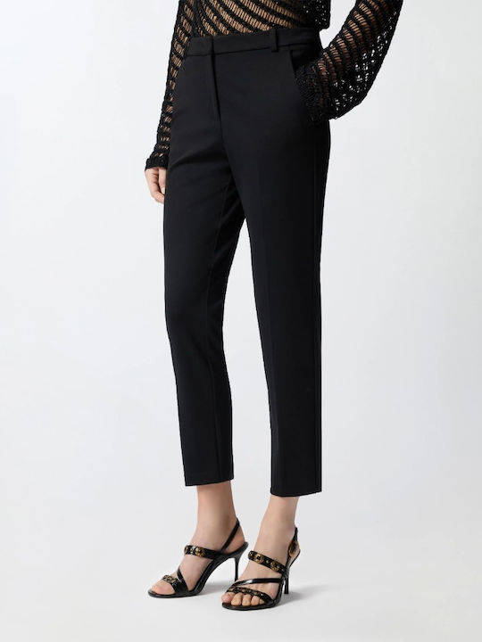 Women's Fabric Trousers Straight Line Black