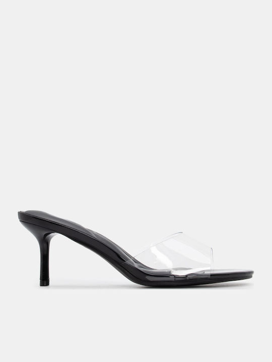 Luigi Mules with Thin High Heel in Black Color