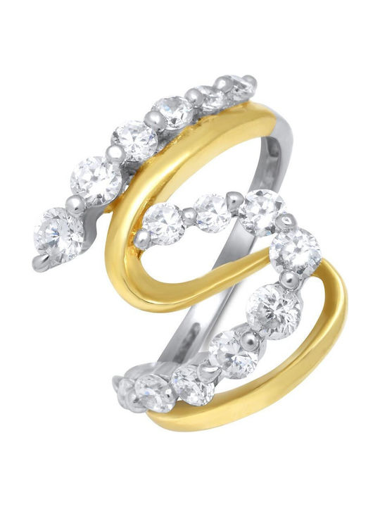 Goldjewels Дамски Пръстен с Камъни от Сребърен Позлатен