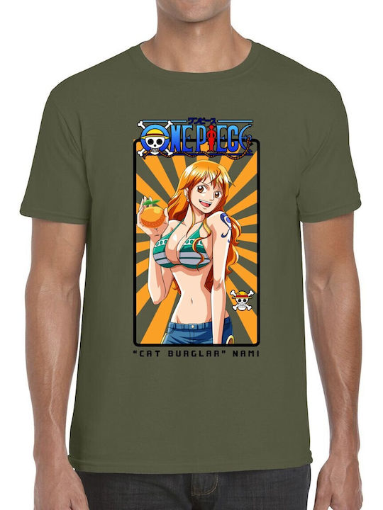 Tricou One Piece Nami Pop Culture Verde Militar
