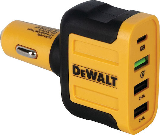Dewalt Auto-Ladegerät 60W Schnellladung mit Anschlüssen: 3xUSB 1xType-C