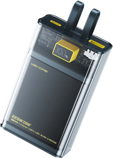 WK Power Bank 20000mAh 20W Mit USB-A Ausgangsanschlüsse Und USB-C Ausgangsanschlüsse Transparent