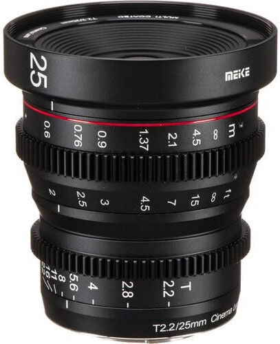 Meike Crop Obiectiv Foto 25mm T2.2 Unghi larg pentru Montura Micro Patru Treimi (MFT) Black