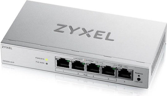 Zyxel GS1200-5HP Managed L2 PoE Switch with 5 Gigabit (1Gbps) Ethernet Ports