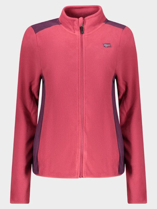 Fleece Women's Cardigan with Zipper Pink