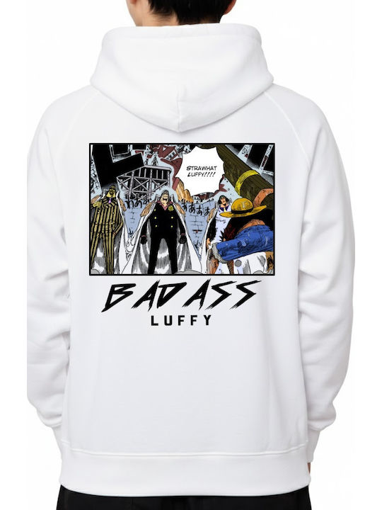 Hoodie One Piece Bad Ass Luffy Pop Culture White