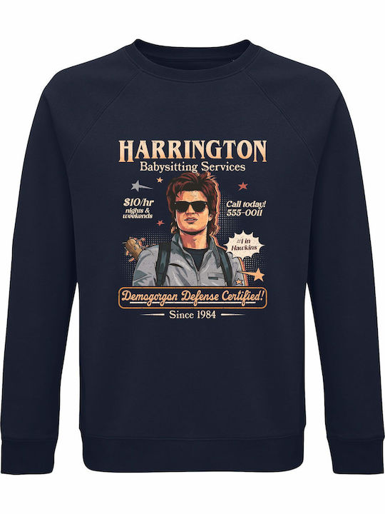 Sweatshirt Unisex Organic " Babysitter Harrington Stranger Things " French Navy