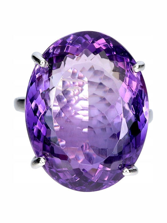 Stunning Natural Silver Ring Huge 32ct Amethyst Size 18 925