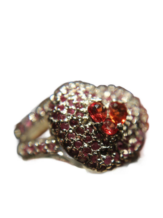 925 Silver Ring Sapphires Rubies Size 15